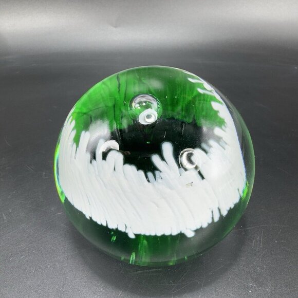 Venetian Glass Paperweight Bulls Eye Manganese 365nm Green UV Glow Italian Glass - Picture 12 of 13